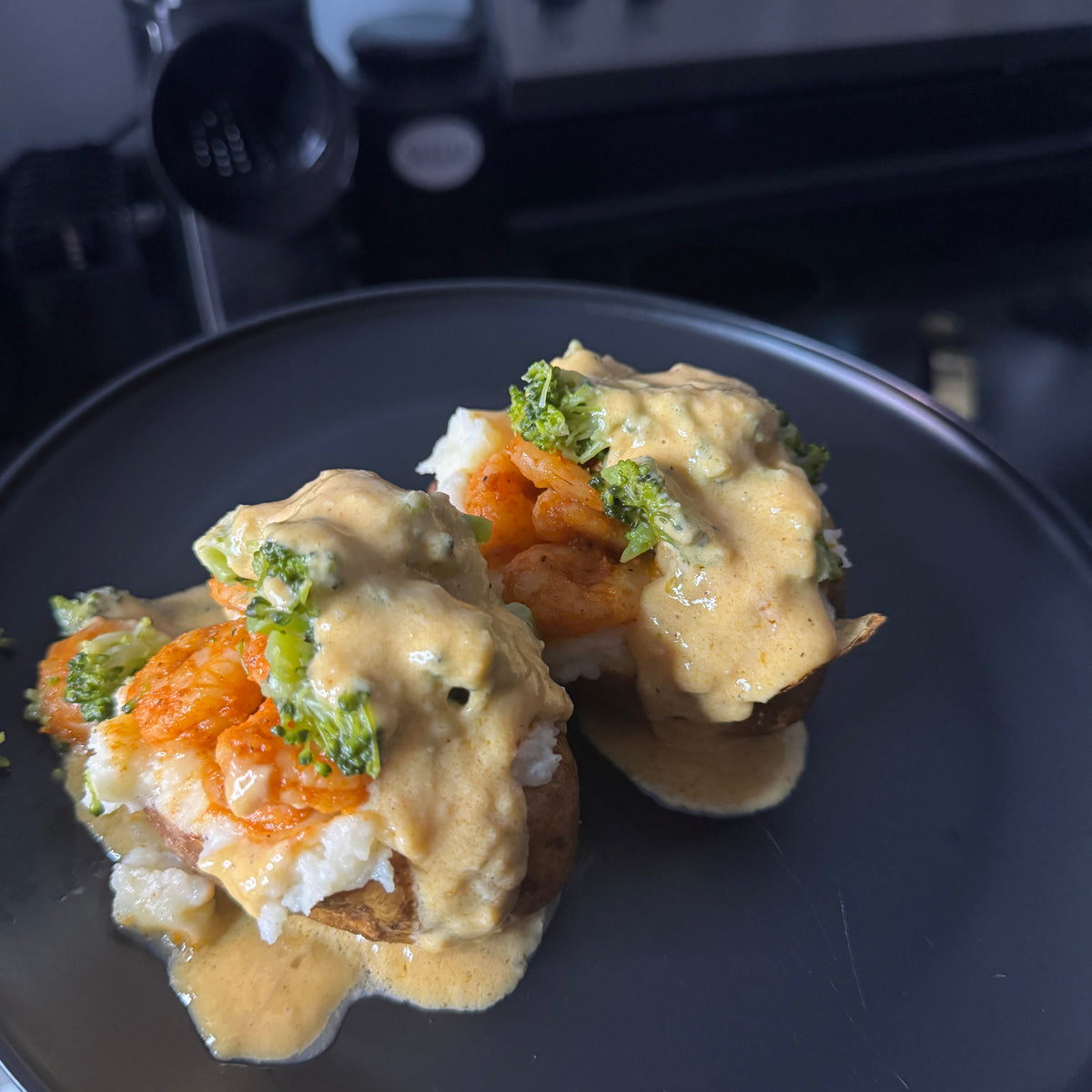 Loaded Shrimp & Broccoli Baked Potatoes